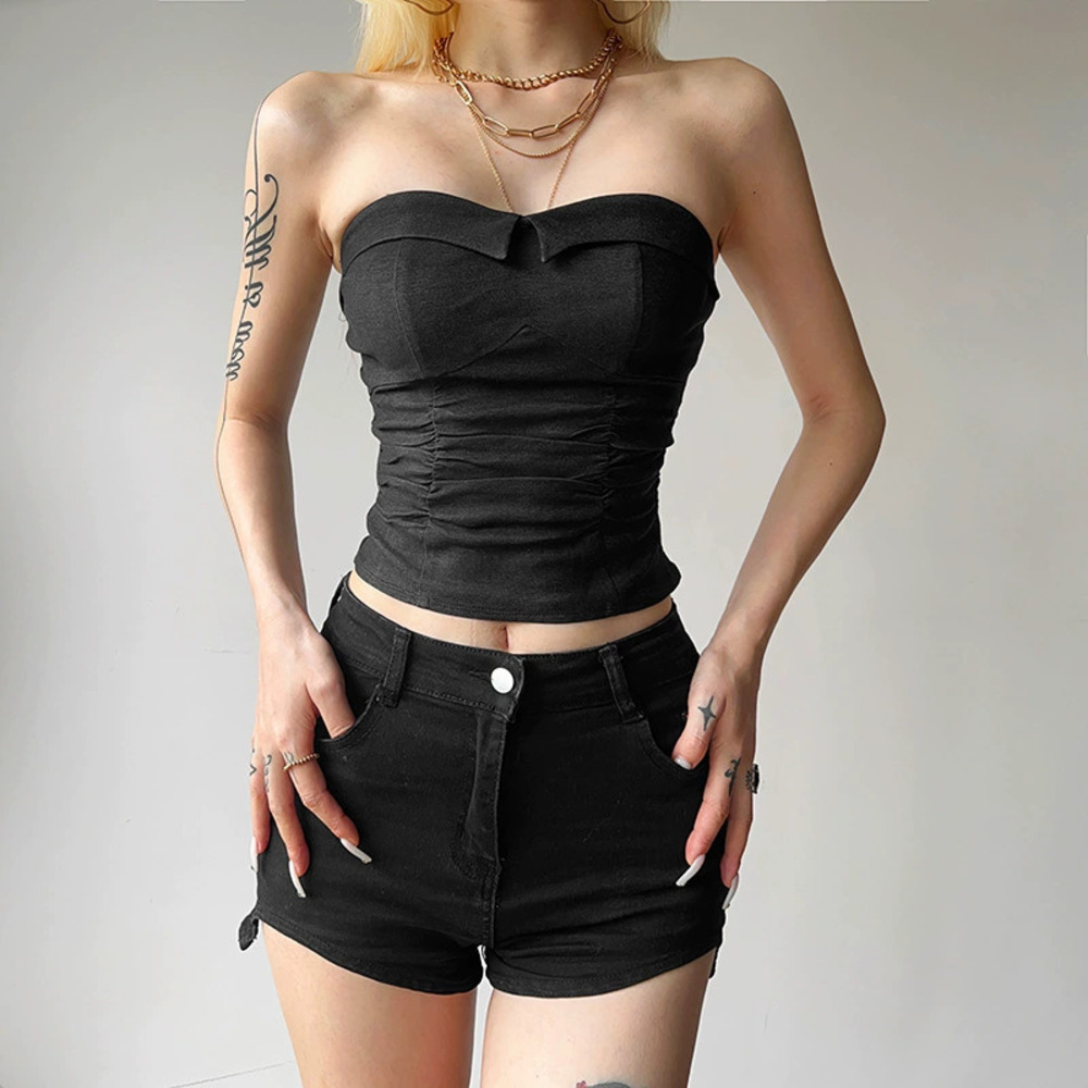ZARA Feng Fashion Summer Tube Top Short Solid Slim Sexy Backless Cami
